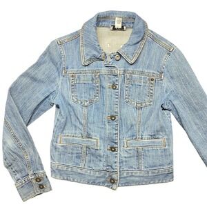 Ann Taylor LOFT Petites‎ Denim Jacket Light Wash Button Front Pockets Womens 0P